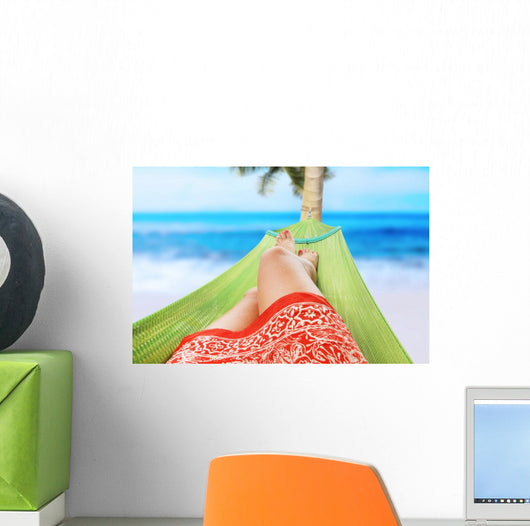 girl enjoying on the beach Wall Mural