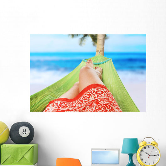 girl enjoying on the beach Wall Mural