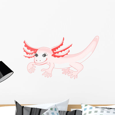 Axolotl Mexican Salamander Wall Decal shown on a wall