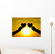 hands holding hearts silhouette Wall Mural
