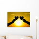 hands holding hearts silhouette Wall Mural