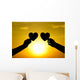 hands holding hearts silhouette Wall Mural