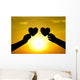 hands holding hearts silhouette Wall Mural