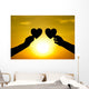 hands holding hearts silhouette Wall Mural
