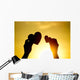 hands holding hearts silhouette Wall Mural