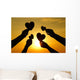 hands holding hearts silhouette Wall Mural