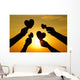 hands holding hearts silhouette Wall Mural