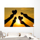 hands holding hearts silhouette Wall Mural