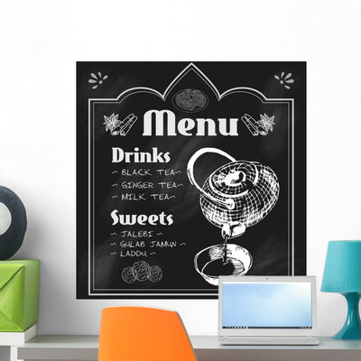 Teapot and Teacup Blackboard shown on a wall