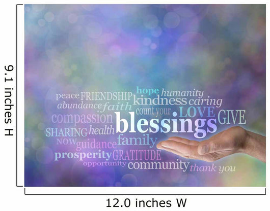 Count Your Blessings Word Cloud on Bokeh Background Wall Mural