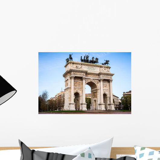 Milan, Italy. Arco della Pace (Arch of Peace) in Sempione Park Wall Mural