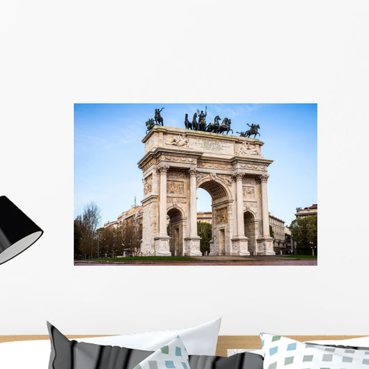 Milan, Italy. Arco della Pace (Arch of Peace) in Sempione Park Wall Mural
