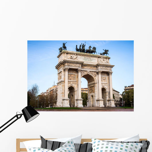 Milan, Italy. Arco della Pace (Arch of Peace) in Sempione Park Wall Mural