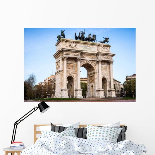 Milan, Italy. Arco della Pace (Arch of Peace) in Sempione Park Wall Mural