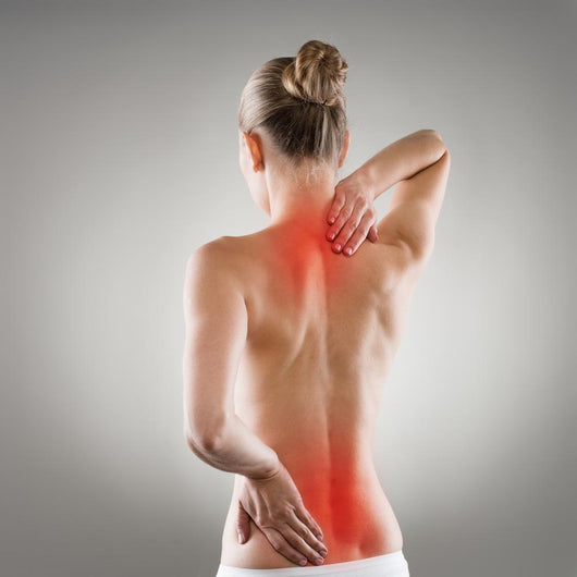 Lumbago and backbone stretch concept. Painful woman's back Wall Mural