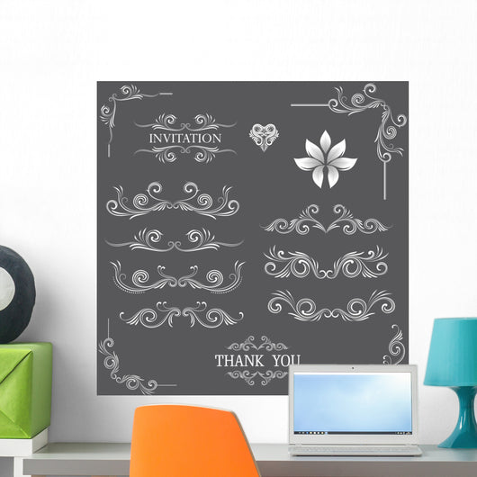 Vintage Line Art Ornamental Wall Decal