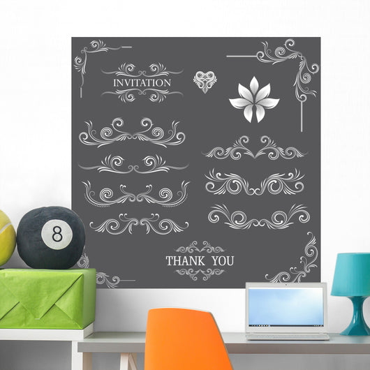 Vintage Line Art Ornamental Wall Decal