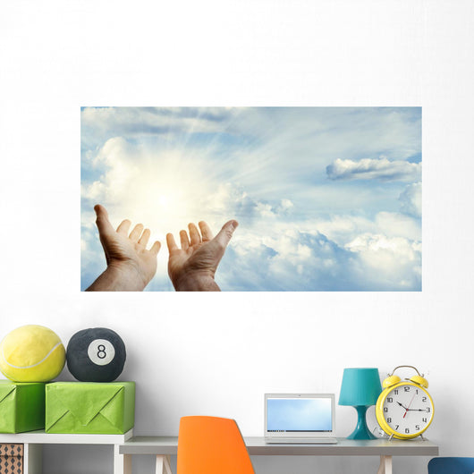 Hands in sky Wall Mural