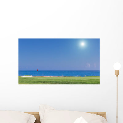 Beautiful Summer Golf Course Wall Mural shown on a wall