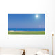 Beautiful summer view of a golf course. background of the sea. Wall Mural