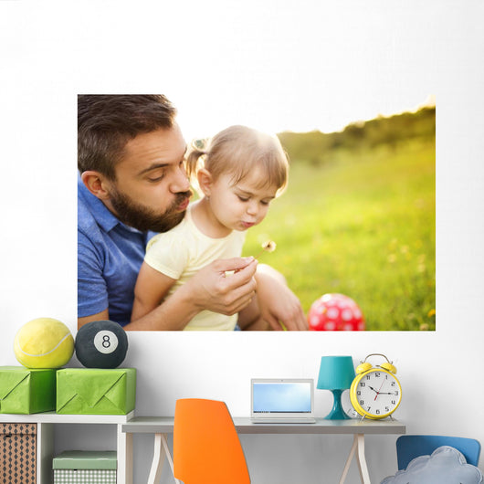 Father and daughter playing Wall Mural