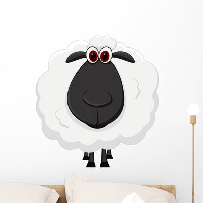 Sheep Cartoon Wall Decal shown on a wall