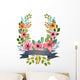 Watercolor floral wreath. Wall Decal
