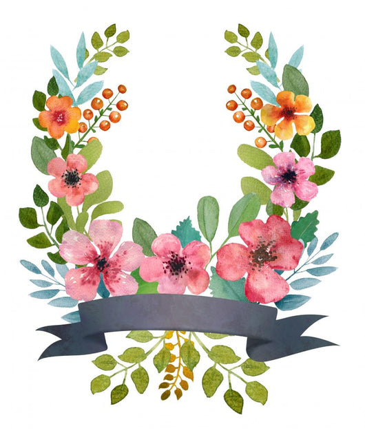 Watercolor floral wreath. Wall Decal