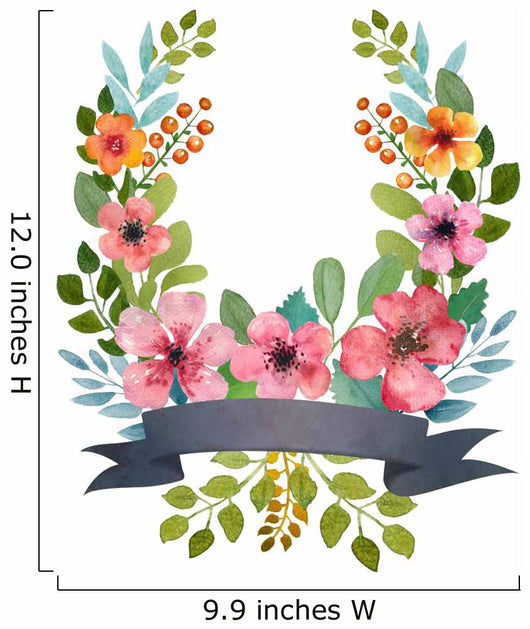 Watercolor floral wreath. Wall Decal
