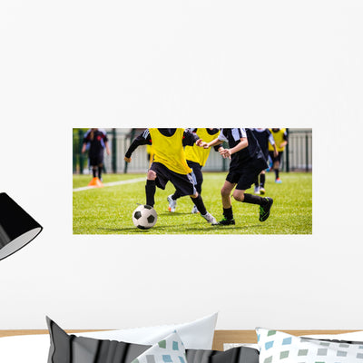 Football Match for Children Wall Mural Panoramic shown on a wall