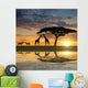 Giraffes with Kudu at sunset Wall Mural