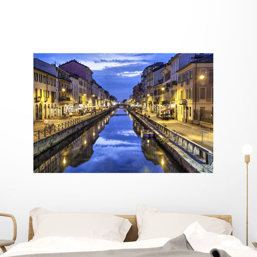 Naviglio Grande canal in the evening, Milan Wall Mural