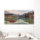 Red canoe on Emerald Lake Wall Mural