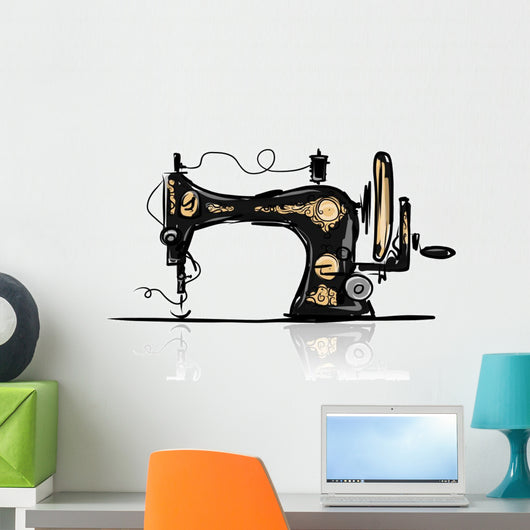 Sewing machine retro sketch for your design Wall Decal