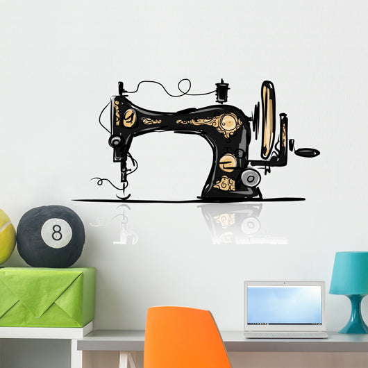 Sewing machine retro sketch for your design Wall Decal