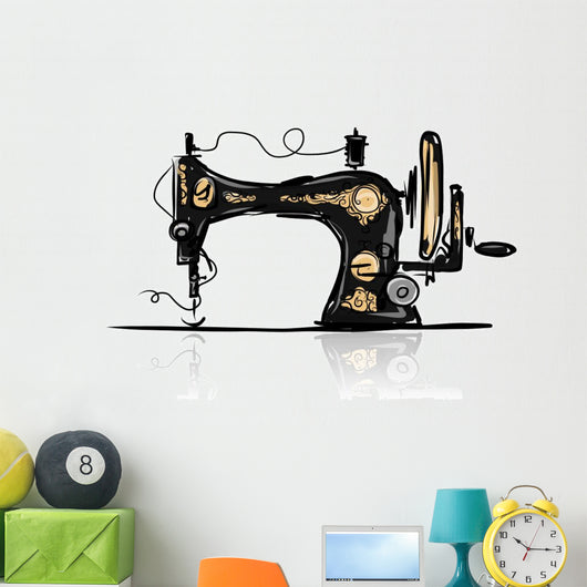 Sewing machine retro sketch for your design Wall Decal