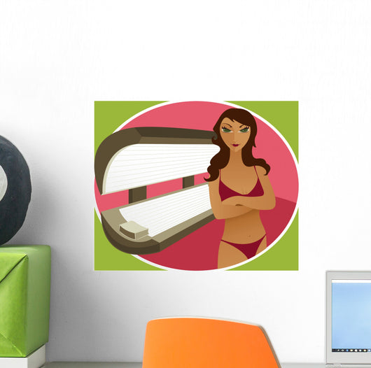 tanning bed brunette Wall Mural