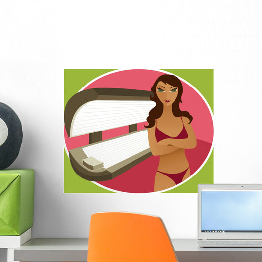 tanning bed brunette Wall Mural