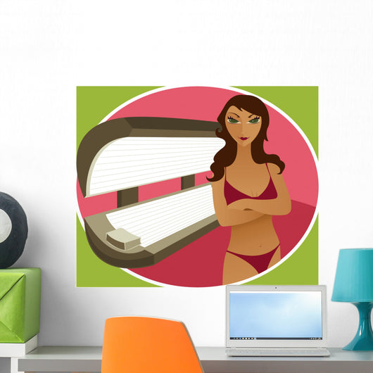 tanning bed brunette Wall Mural