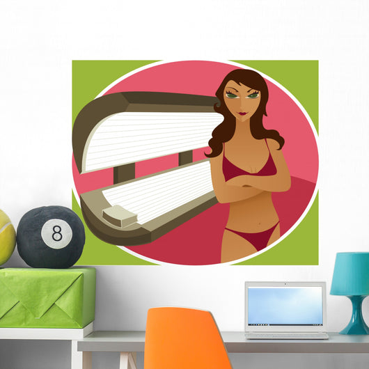 tanning bed brunette Wall Mural