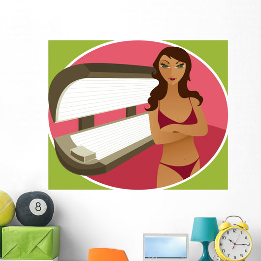 tanning bed brunette Wall Mural