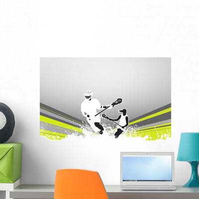 Lacrosse Wall Mural shown on a wall