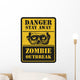 Warning Sign Zombie Wall Decal