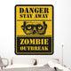 Warning Sign Zombie Wall Decal