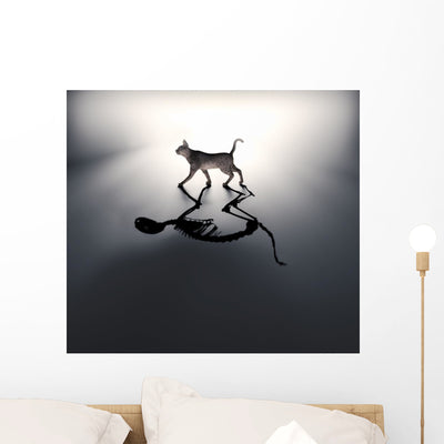 Schrodinger's Cat Wall Mural shown on a wall