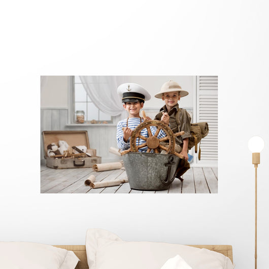 Boys playing captain and traveler Wall Mural