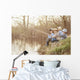 Boys fishing on the lake Wall Mural