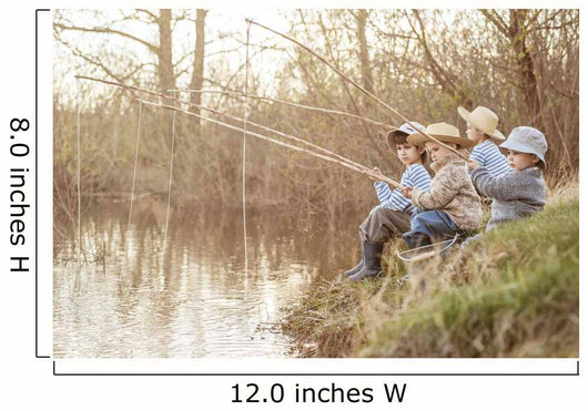 Boys fishing on the lake Wall Mural