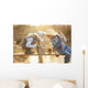 Boy fishes on a bridge on the lake Wall Mural