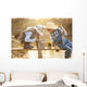 Boy fishes on a bridge on the lake Wall Mural
